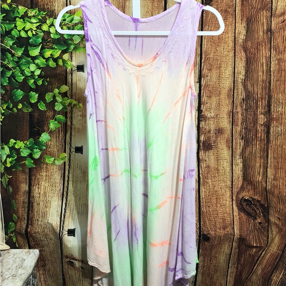 Tie-Dye Sleeveless Swim Cover-Up